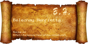 Beleznay Henrietta névjegykártya